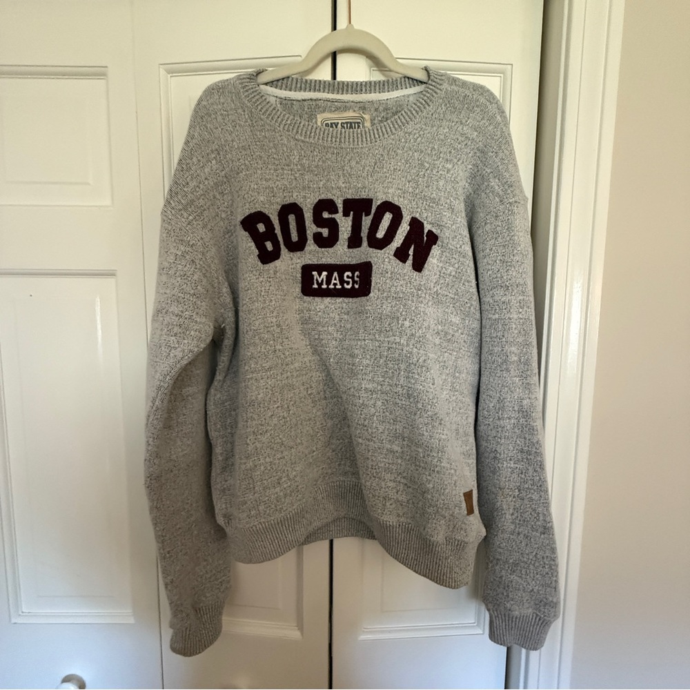 Gray 'Boston Mass' Crewneck Sweater